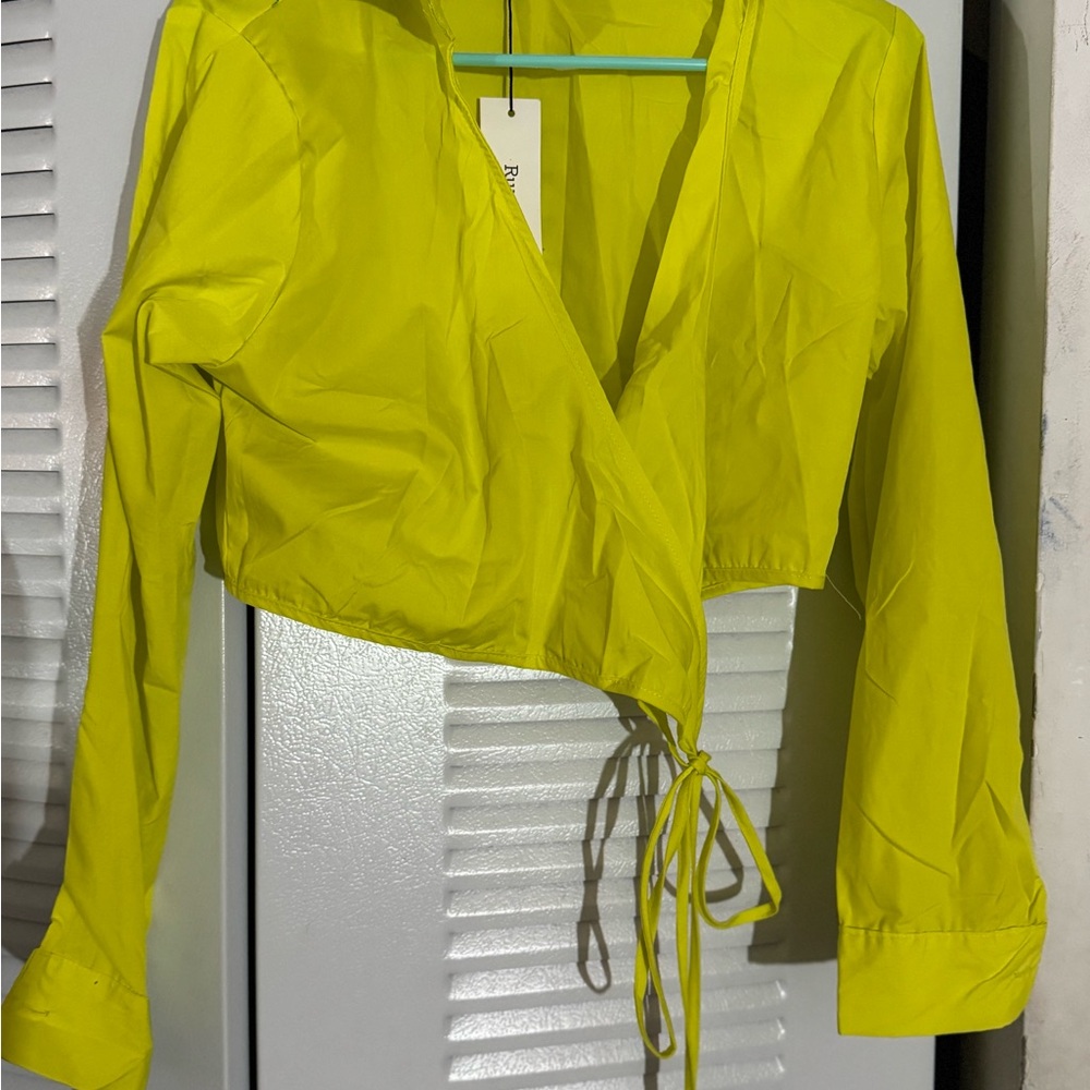 Vibrant Yellow Wrap Top
